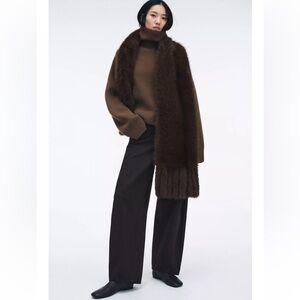 PLAIN FAUX FUR FRINGED SCARF